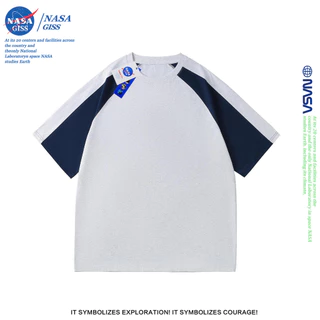 NASA เสื้อยืดทูโทนชายหญิง oversize แขนสั้น สไตล์ลำลอง summer คอตตอน คอกลม หลวมและระบายอากาศ
