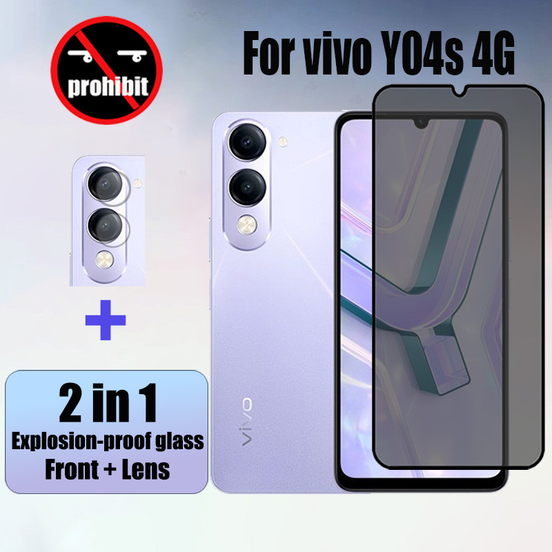 Vivo Y04s 2 in 1 กระจกนิรภัยส่วนตัว Anti-Spy คลุมทั้งหมดปกป้องหน้าจอ Anti Peek ฟิล์มความเป็นส่วนตัวสําหรับ Vivo Y05 Y04 Y29s Y29 Y19s Y100 Y28 Y18 Y38 4G 5G ฟิล์มกระจก & ฟิล์มกล้อง – โปรปัง