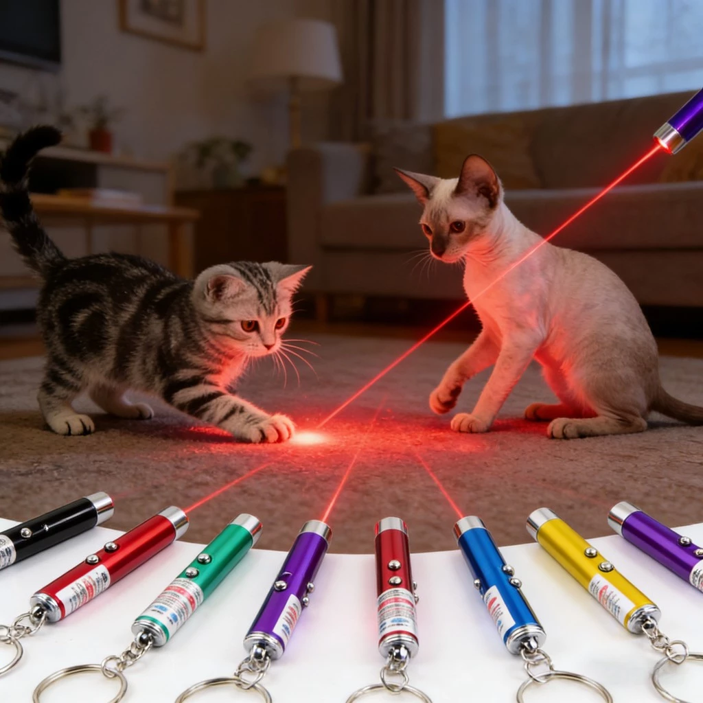 2-in-1 Mini Pet Fun ปากกาเลเซอร์ของเล่น Mini Red LED แบบพกพา Cat Wand