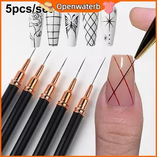 [KAN] 5 ชิ้น/เซ็ต Professional Nail Art Liner แปรงสําหรับ Striping การออกแบบภาพวาด,เจล Liner Nail Art แปรงสําหรับเล็บ 7/9/11/15/20 มม. FXH