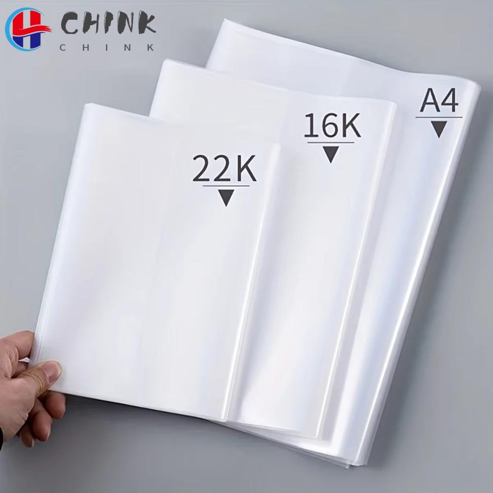 CHINK ปกหนังสือโปร่งใส 10 ชิ้น, ทนต่อการสึกหรอ A4/16K/A5 ปกหนังสือพลาสติก, ปิดแบบมีกาวในตัวไฟล์กันน้ําฝาครอบป้องกันหนังสือ