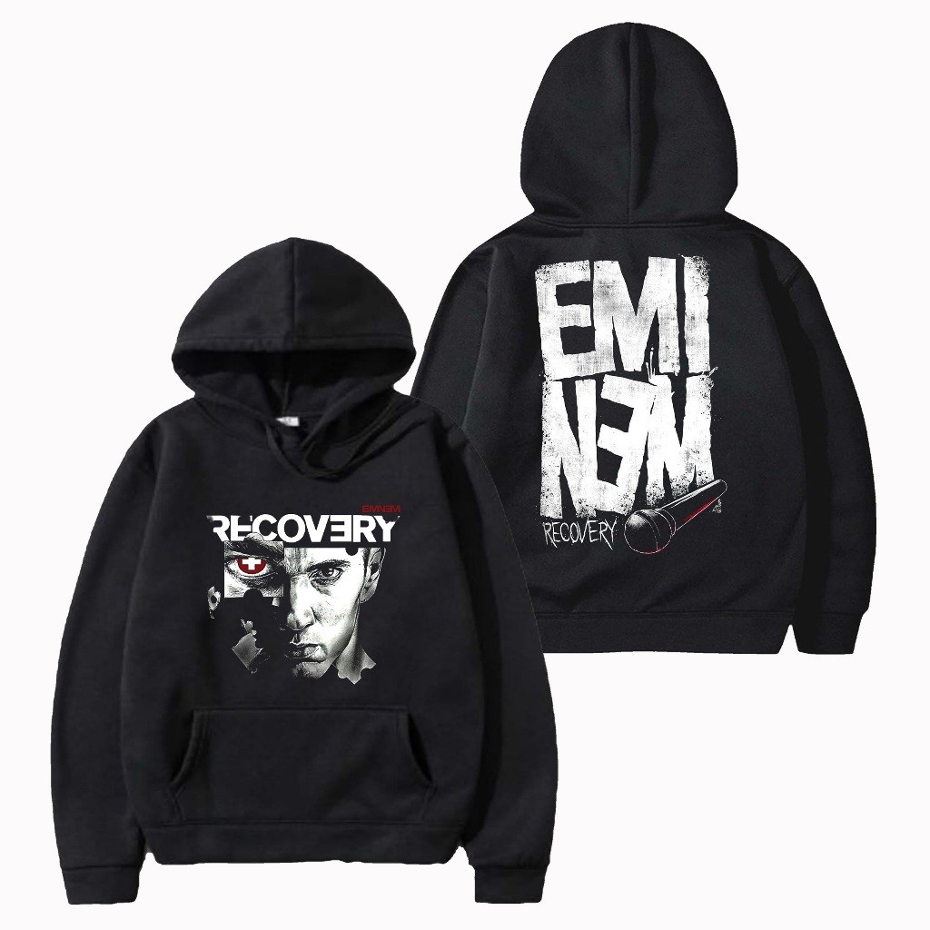 Cavenza Hoodie Eminem Recovery สีดํา เสื้อกันหนาว Unisex