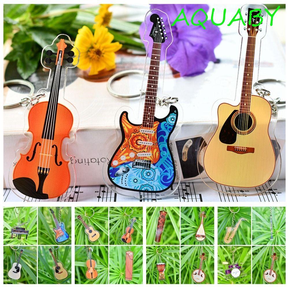 AQUABY กีตาร์พวงกุญแจอะคริลิค, Ukulele VIOLIN กีตาร์จี้, Musician เครื่องประดับ Cello Trung Nguyeen 