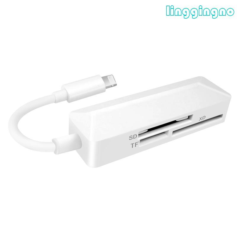 RR Ios8Pin เครื่องอ่านการ์ด SDTF XD 3 in 1 การ์ดหน่วยความจํา Reader อะแดปเตอร์ Hub สําหรับโทรศัพท์