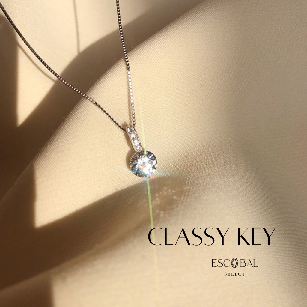 ESCOBAL สร้อยคอเงินแท้ Classy Key สร้อยเพชร สร้อยคอดีไซน์สวย ของขวัญให้แฟน วาเลนไทน์