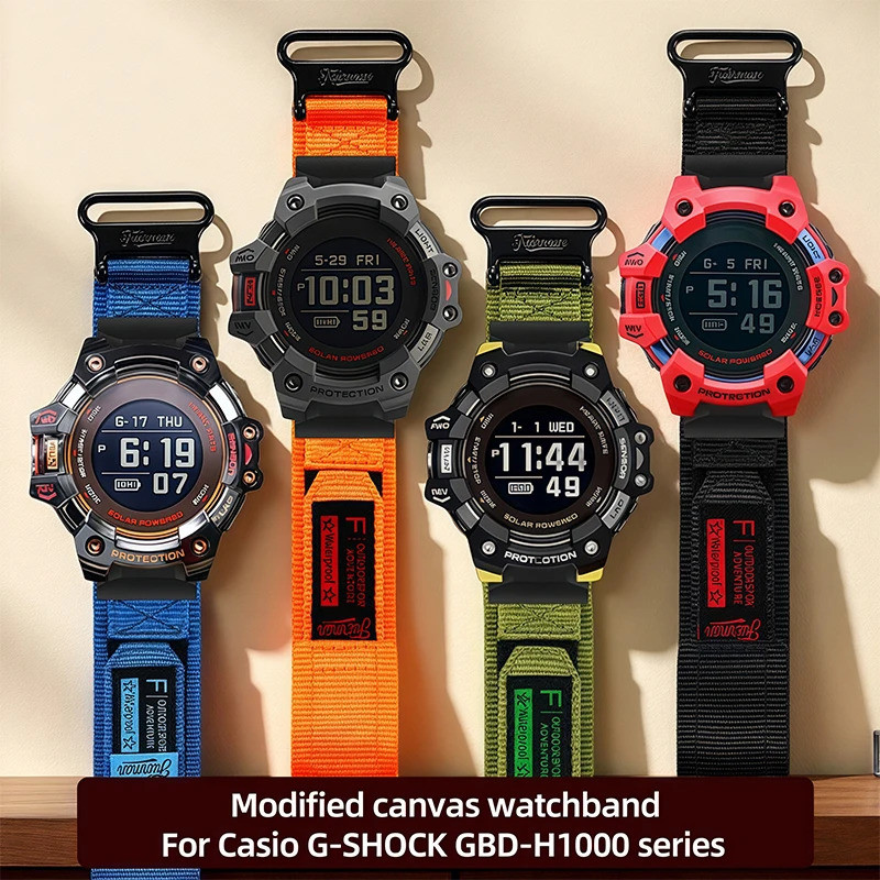 GBD-H1000 ดัดแปลงผ้าใบสายนาฬิกาสําหรับ Casio G-SHOCK GBD-H1000 series กีฬาผ้าใบสร้อยข้อมือผู้ชายนาฬิ