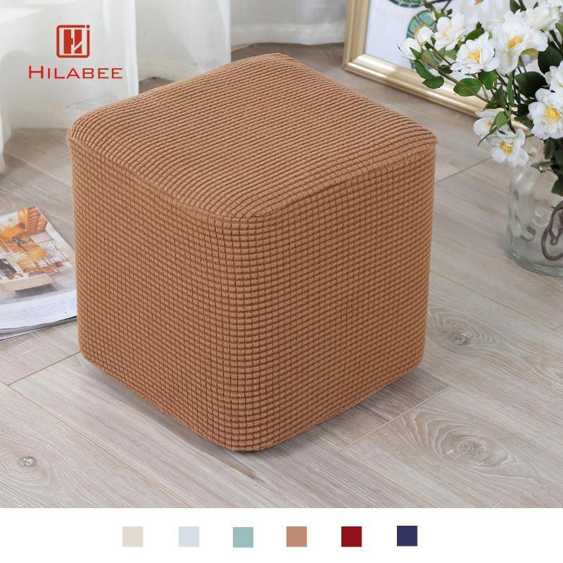 [hilabee] Stretch Ottoman Cover Folding Storage Stool เฟอร์นิเจอร์ Soft สี่เหลี่ยมผืนผ้า slipcover