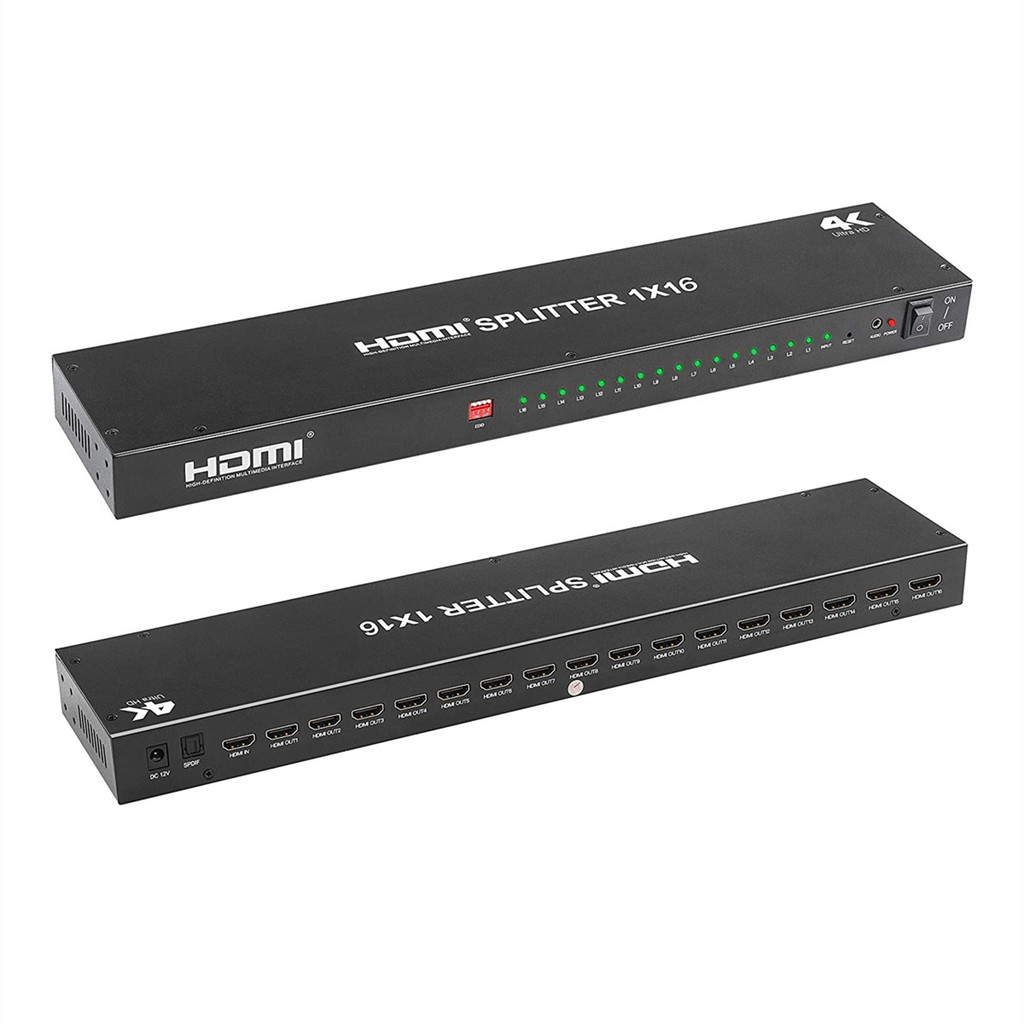คุณภาพสูง HDMI Spliter 1 ใน 12 และ 1 ใน 16 Out Amplifier Dual Display Video Splitter สําหรับ DVD PS3