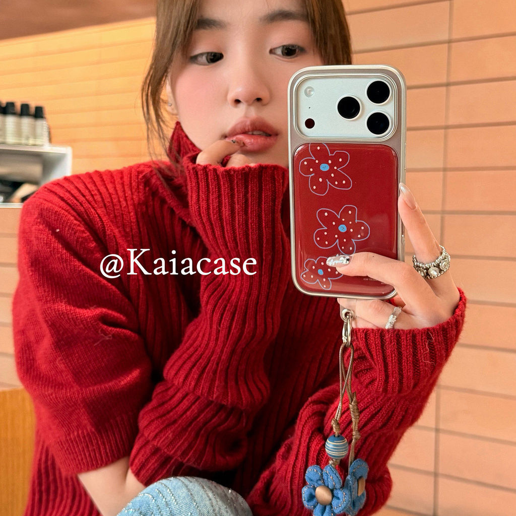ญี่ปุ่นญี่ปุ่นเกาหลีปีใหม่สีแดงInsมือวาดสายดอกไม้เหมาะสําหรับApple 17Promaxเคสโทรศัพท์Iphone16proสไตล์ใหม่17หญิง14proพร้อมเชือกเส้นเล็ก15proรวมทุกอย่างอีพ็อกซี่กันกระแทกปก