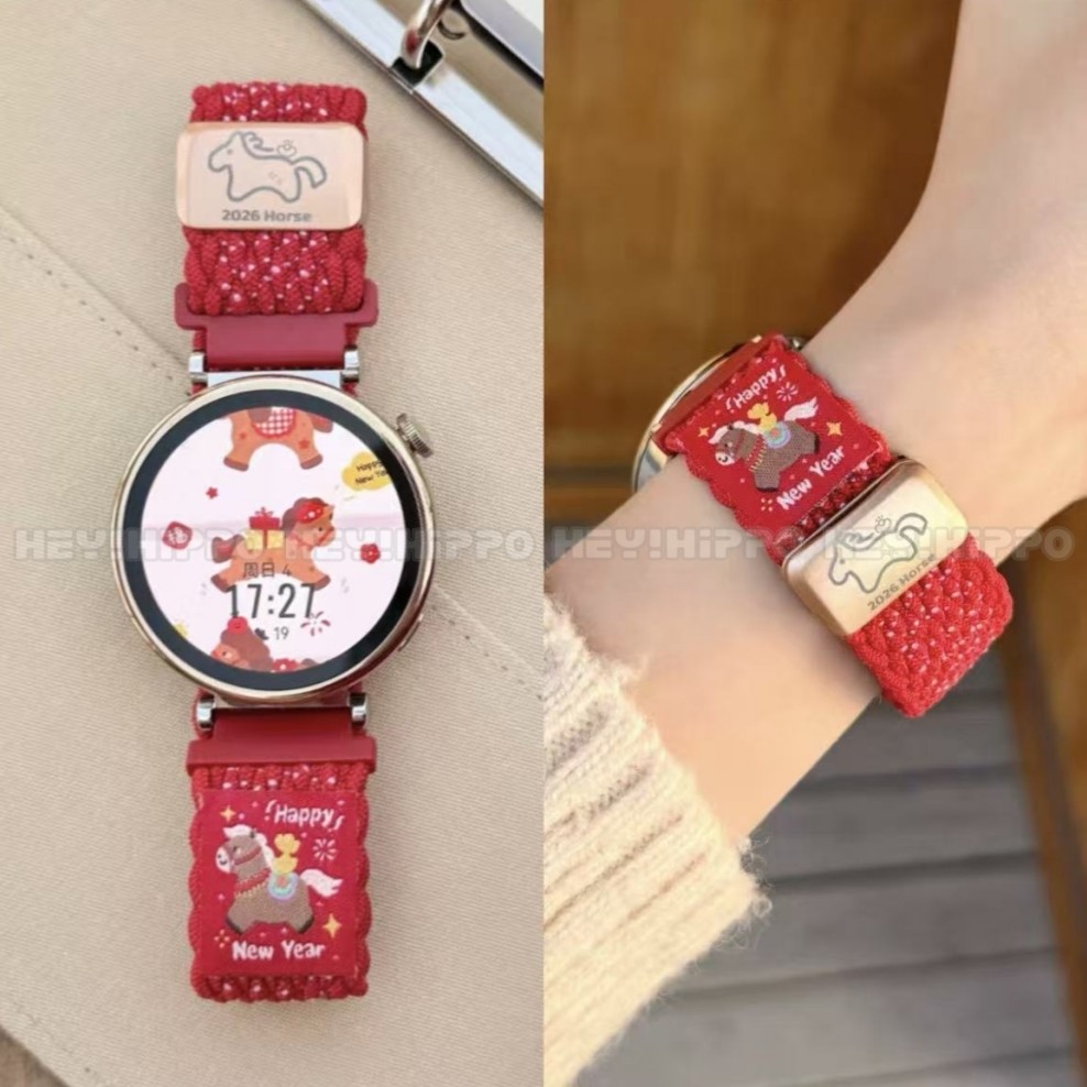 สายถักโพนี่น่ารักเหมาะสําหรับ Amazfit 2 Square/Activity 2/GTS 4Mini/GTS 4 3 2e 2Mini/Bip 3/Bip SU Pro Bip6 Bip5 เปลี่ยนหน่วยพร้อมหัวเข็มขัดแม่เหล็ก