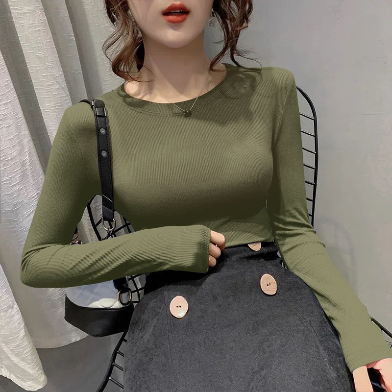 เกาหลีเกาหลี2026เกลียวBottomingเสื้อผู้หญิงแขนยาวกระชับด้านบนฤดูใบไม้ผลิฤดูใบไม้ร่วงสไตล์ใหม่ที่เรีย
