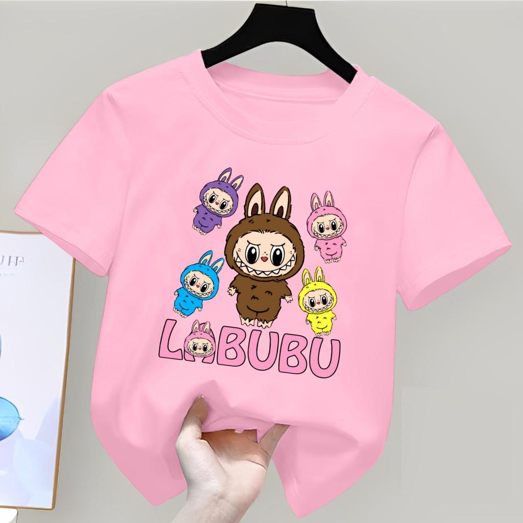 ลาบูบู ดีไซน์ สีขาว ผ้าคอตตอน พิมพ์ DTF