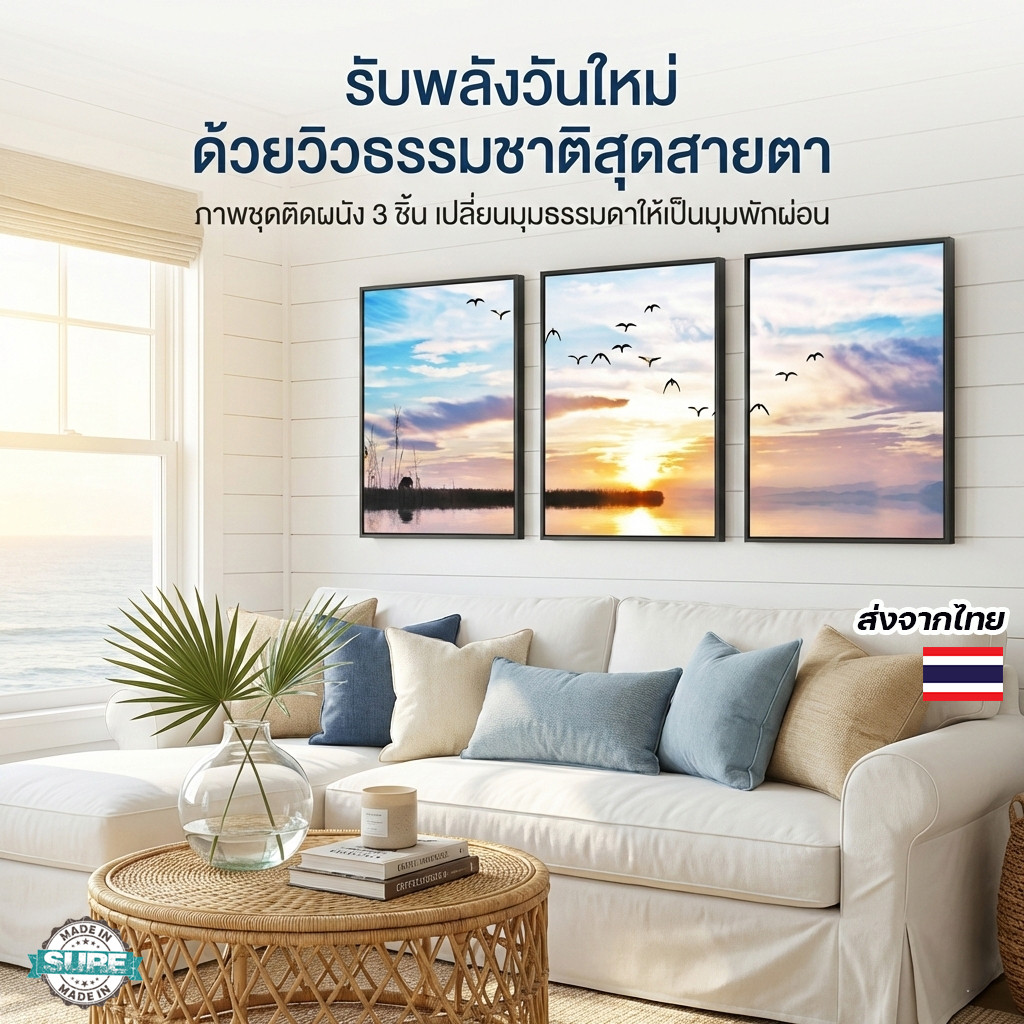 ภาพตกแต่งผนังมินิมอล 1ชุด3รูป พร้อมกรอบ ขนาด30x20ซม. แต่งบ้าน แต่งห้องนั่งเล่น ห้องนอน ดูเรียบหรู