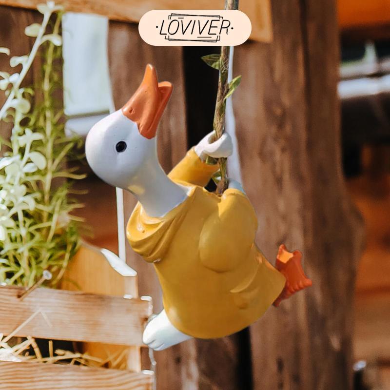 สวนเป็ดขนาดเล็กรูปปั้นขนาดเล็กปีนเขาเป็ดรูปปั้นสําหรับชั้นวางลาน - รูปที่ 3