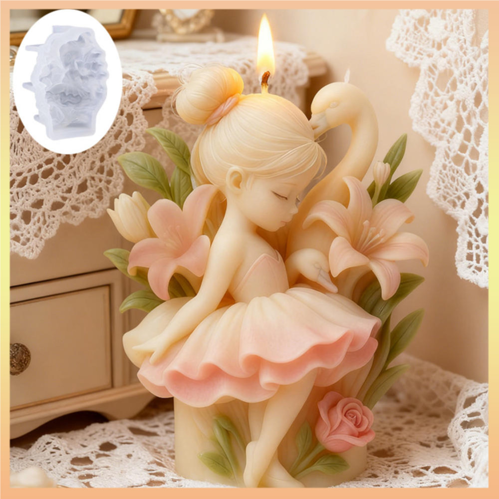 Scented Ballet Girl Mold White Lily แม่พิมพ์ซิลิโคนทําด้วยมือที่สมจริงสําหรับ Diy Crafting ของขวัญตกแต่งบ้าน