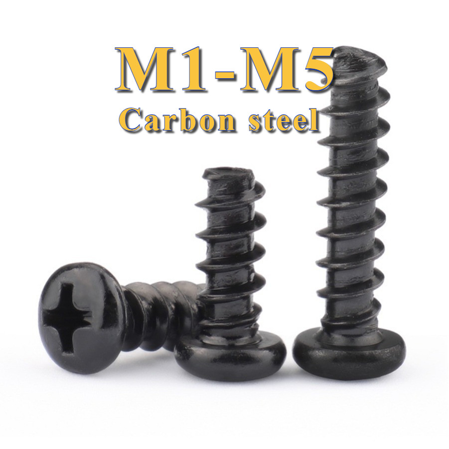 สกรู น็อต หัวกลม แฉก + ขันพลาสติก เกลียวปล่อย ปลายตัด ผ่าปลาย เหล็กคาร์บอน M1-M5 [PY-TH2]