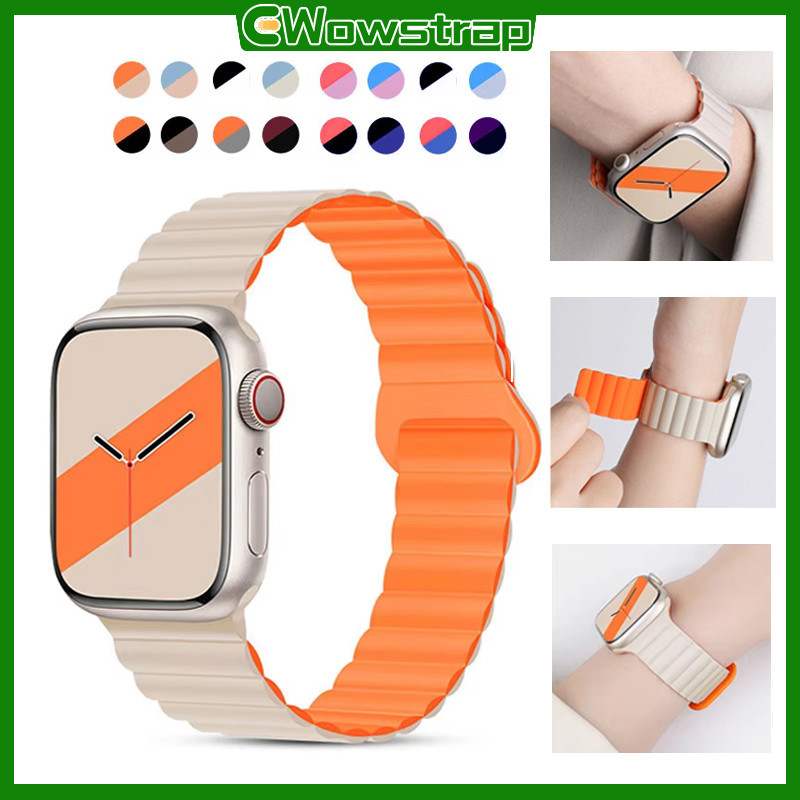 สายซิลิโคนแม่เหล็ก for iWatch Apple Watch Ultra/SE 3 2 Series 11 10 9 8 7 6 SE 5 4 3 2 1 49มม 45มม 38มม 41มม 42มม 44มม