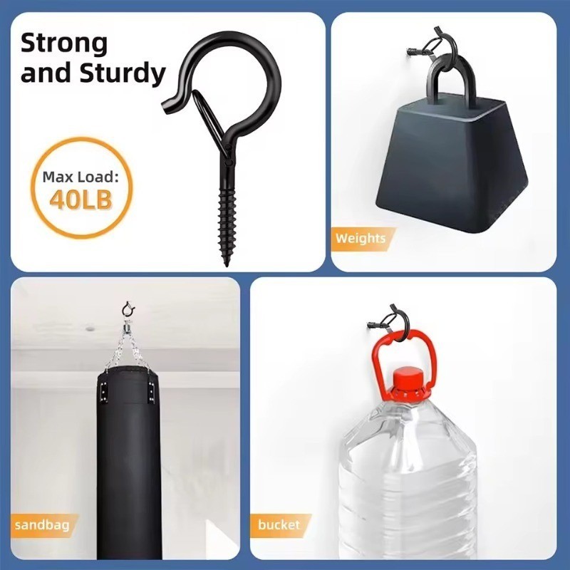 10/20/30 ชุดตะขอสกรู | กันลม รักษาความปลอดภัยสลักสําหรับแขวนชาวไร่,ไฟสตริง,ลมตีระฆัง | ตะขอเหล็กใช้ในบ้านกลางแจ้งในร่ม - รูปที่ 6