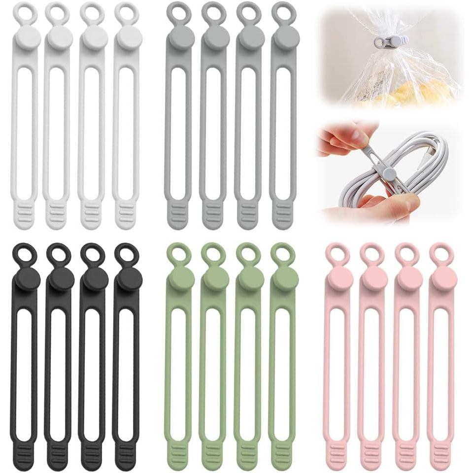 10 ชิ้นซิลิโคนสาย Organizer Reusable Elastic Cable Ties สําหรับสายเคเบิลข้อมูลสายไฟการจัดการ Home Office Travel