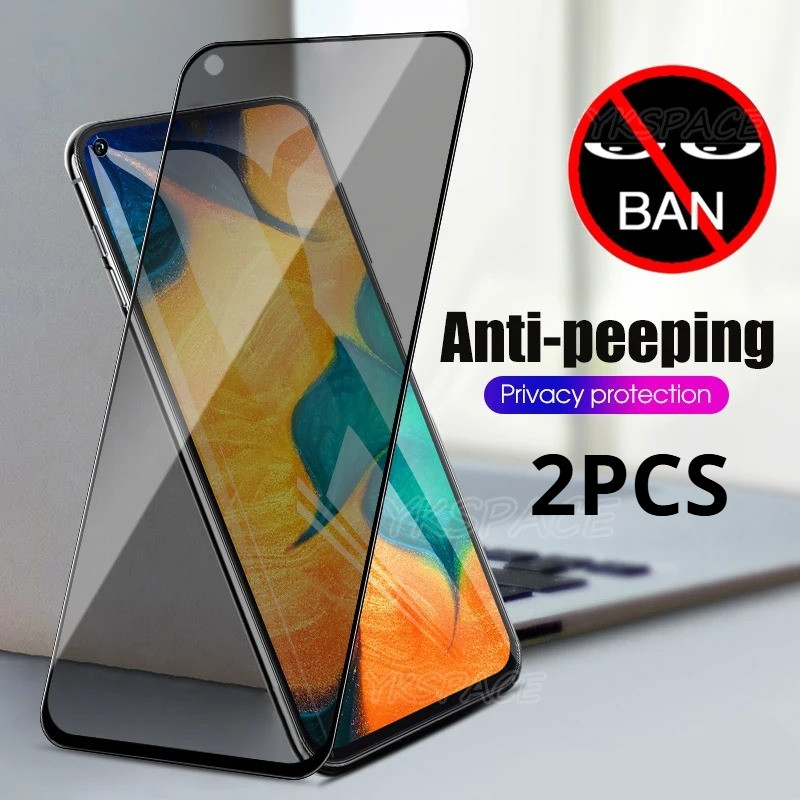 1-2Pcs ฟิล์มกระจกนิรภัยสําหรับ Wiko View5 View4 Lite Plus Anti Spy ความเป็นส่วนตัวสีดําขอบป้องกันหน้