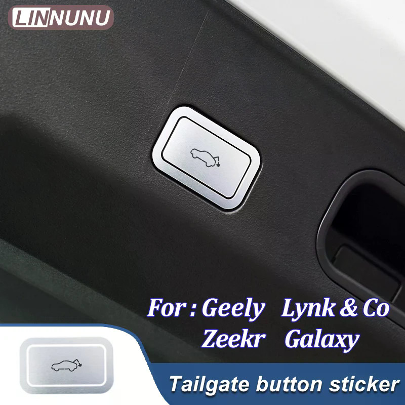 LINNUNU สติกเกอร์รถไฟฟ้า Tailgate ปุ่มสติกเกอร์โลหะ Trunk เปิดปิดอุปกรณ์ตกแต่งภายในรถยนต์สําหรับ Gee
