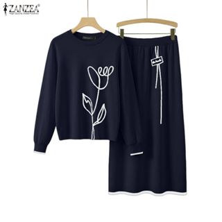 ZANZEA ซานเซีย เสื้อสตรีเกาหลีลําลองพิมพ์เย็บปะติดปะต่อกันแข…