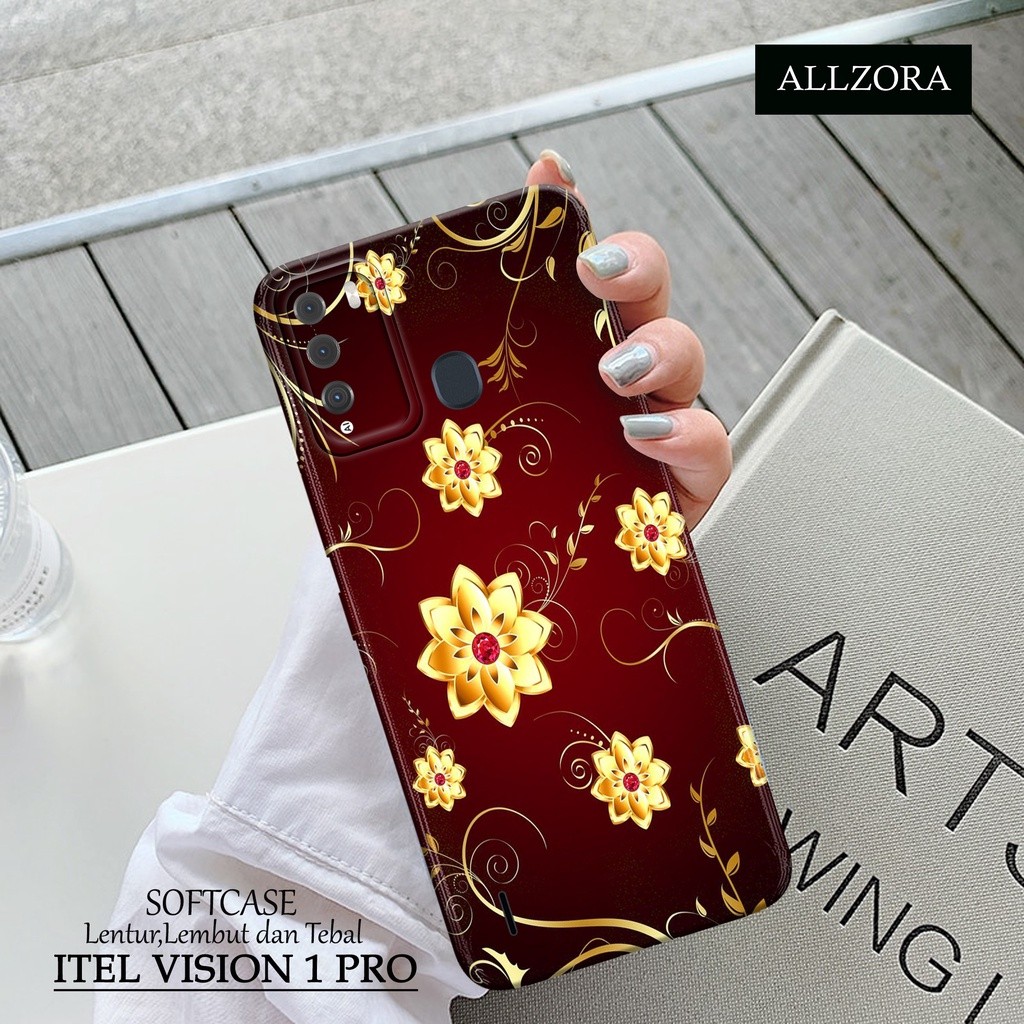 ALLZORA - เคส Itel Vision 1 Pro ล่าสุด - เคสแฟชั่น FLOWER - กล้อง Softcase Pro - เคสโทรศัพท์ Itel Vi