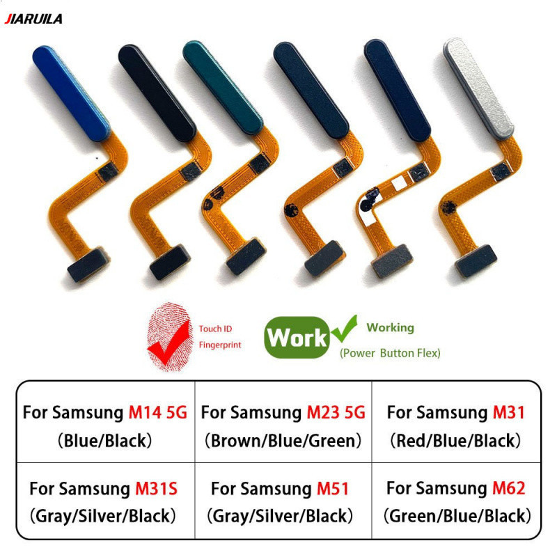 ปุ่มเปิดปิดเดิมสําหรับ Samsung M14 M23 M31 M31S M51 M62 5G เซ็นเซอร์ลายนิ้วมือปุ่มบ้านริบบิ้น Flex สาย