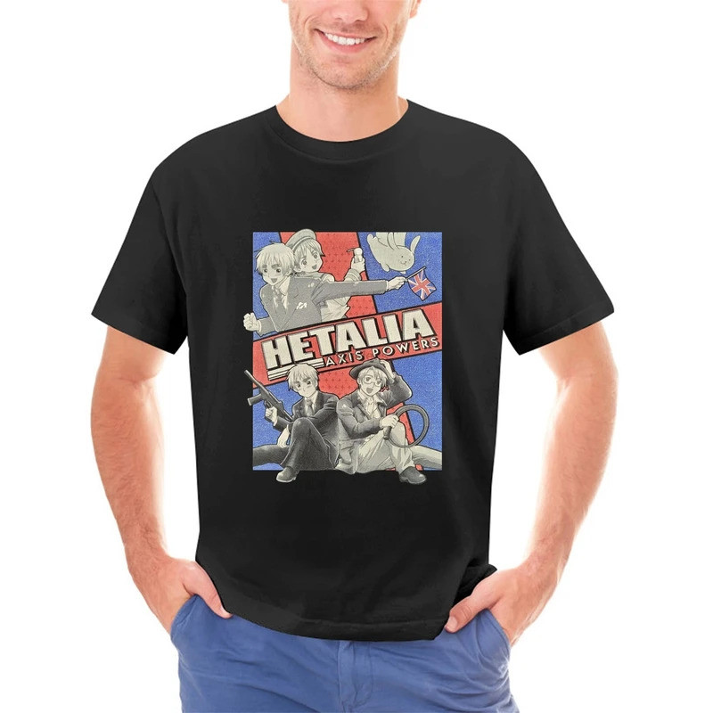 เสื้อยืด Manga Medium Hetalia Axis Powers 2008 Baju Anime Hitam