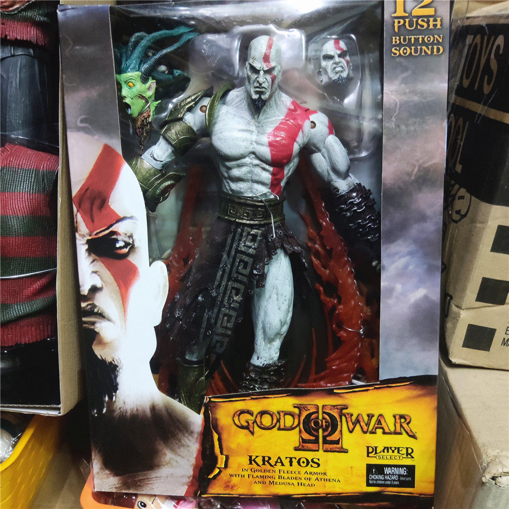 [สินค้าใหม่พร้อมสต็อก] NECA40 cm God of War Quatio สามารถ Do-It-do Kui Ye แกะสลักสองหัวสามารถเสียง M