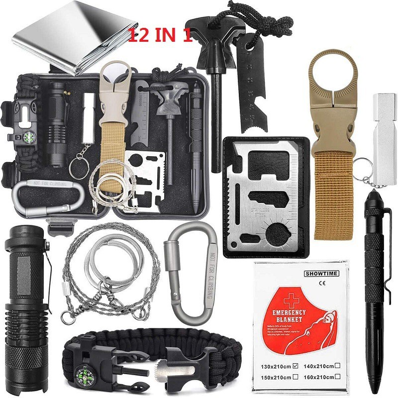 Outdoor survival tool set climbing adventure first aid tactical kit wilderness emergency tools