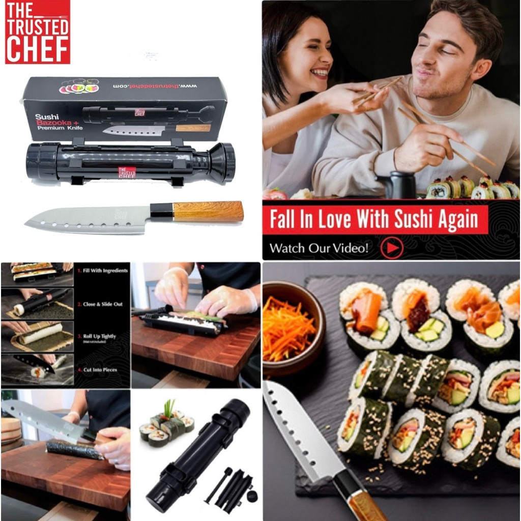 The Trusted Chef Sushi Bazooka Premium + Knife 🍱🔪 ชุดแม่พิมพ์ทำซูชิโรล + มีดเชฟ