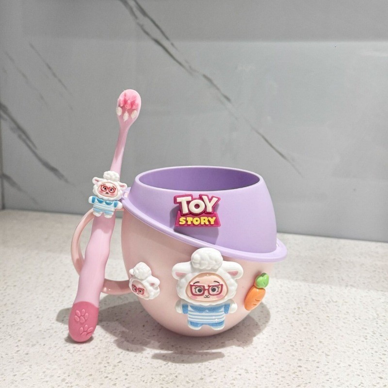 แก้วน้ําดื่มพร้อมแปรงฟัน ถ้วย + แปรงสีฟัน วัสดุปลอดภัย ลวดลายการ์ตูน สําหรับนักเรียนอนุบาล - รูปที่ 4