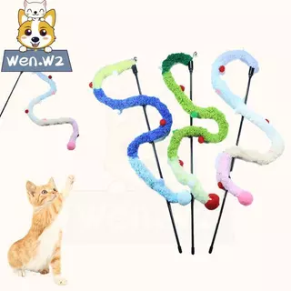 wen.W2 ของเล่นแมว ไม้เล่นแมวแบบมีขนหนาและกระดิ่งสำหรับโต้ตอบกับแมว