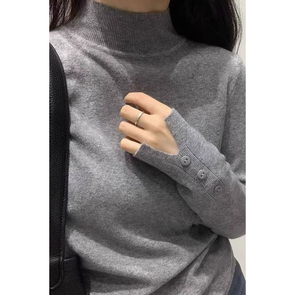 2026แฟชั่น2026ฤดูใบไม้ผลิฤดูใบไม้ร่วงแบบใหม่ครึ่งคอเต่าBottomingเสื้อผู้หญิงHigh-End Sense Slim-Fitส