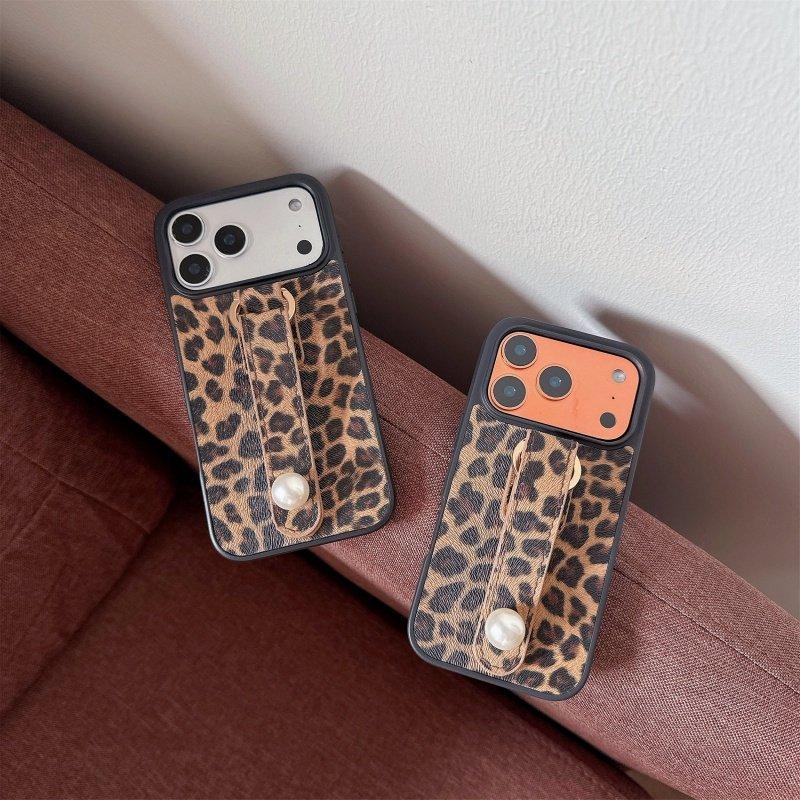 สายรัดข้อมือมุกลายเสือดาว เหมาะสําหรับ iPhone 16 Pro Max 17 Pro 14 Pro Max 15 13 เคสโทรศัพท์สไตล์ใหม