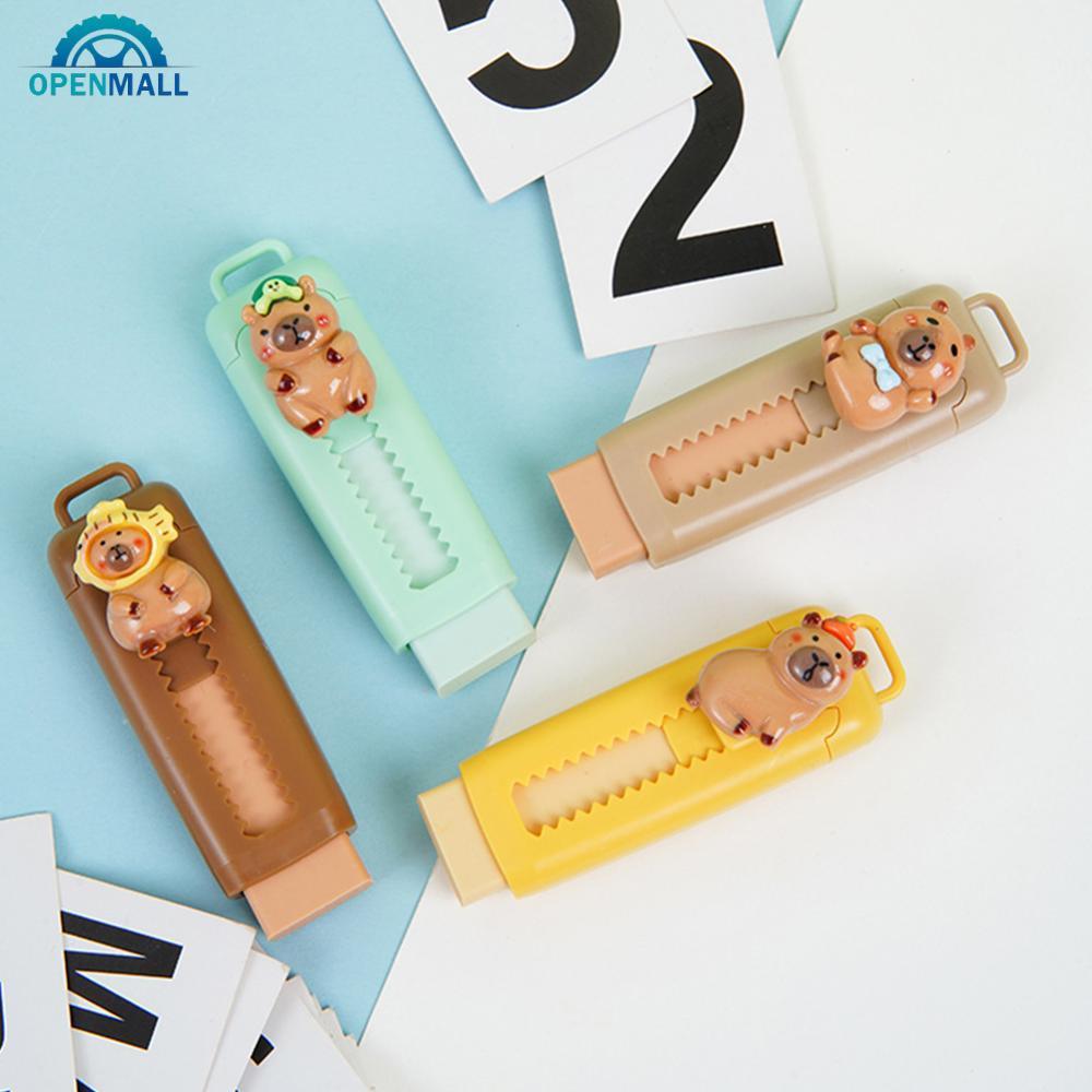 OPENMALL Kawaii Push Pull Capybara ยางลบ Soft School Supplies Clean Mess ฟรีเครื่องเขียนสํานักงานนัก