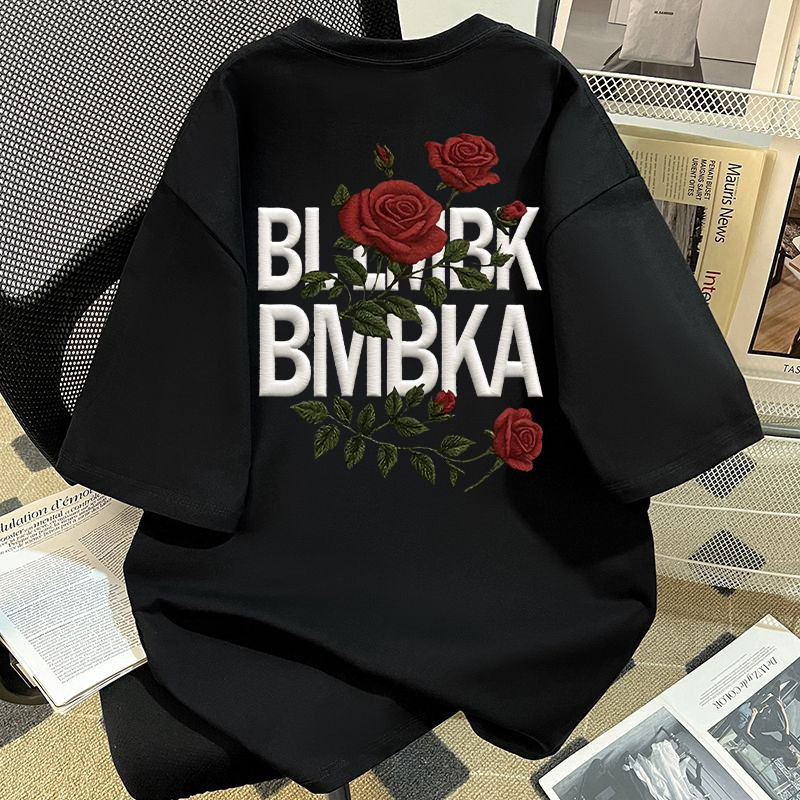 T42.SHOP🌸 สื้อยืด oversize เสื้อแฟชั่น เกาหลี โคตรนุ่ม ผ้าคอตตอน ลาย "bmbkagfin cat" สินค้าใหม่ 2026