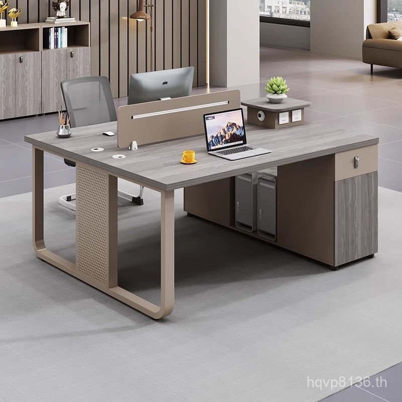 Simple 4-Person โต๊ะ Four-Person Staff ตําแหน่งสร้างสรรค์รวมกัน 2 พนักงานสํานักงานเก้าอี้โต๊ะโมเดิร์