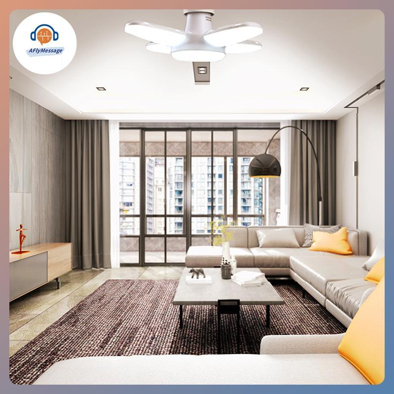 AFl 1PC E27 หลอดไฟ LED ในร่มหลอดไฟพัดลม Leaf Super Bright ตกแต่งบ้านห้องนั่งเล่นจัดแต่งทรงผมโคมไฟเพด