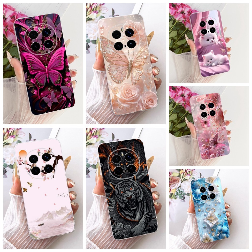 Clear Cover Honor Magic 7 Pro Case PTP-N49 แมวน่ารักแฟชั่นผีเสื้อตลกทาสีปลอก Honor Magic7 Pro PTP-AN