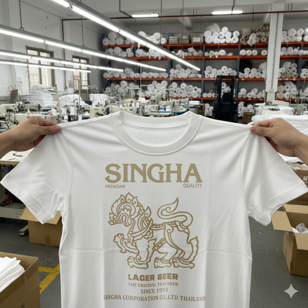 เสื้อยืดลายเบียร์สิงห์ ดีไซน์เท่ สไตล์สนุก ใส่สบาย ผ้าฝ้ายแท้ ไซซ์ S–5XL