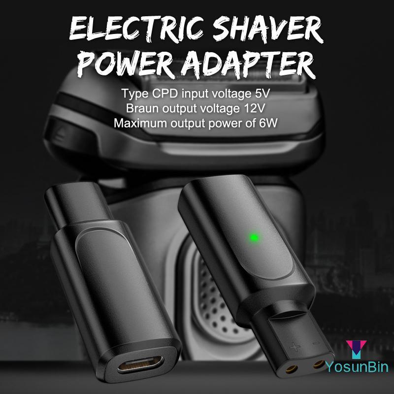YosunBin] Type-C Shaver Adapter Charger Converter สําหรับ Braun Series 3 5 7 9 XT HC Beard Trimmer ช