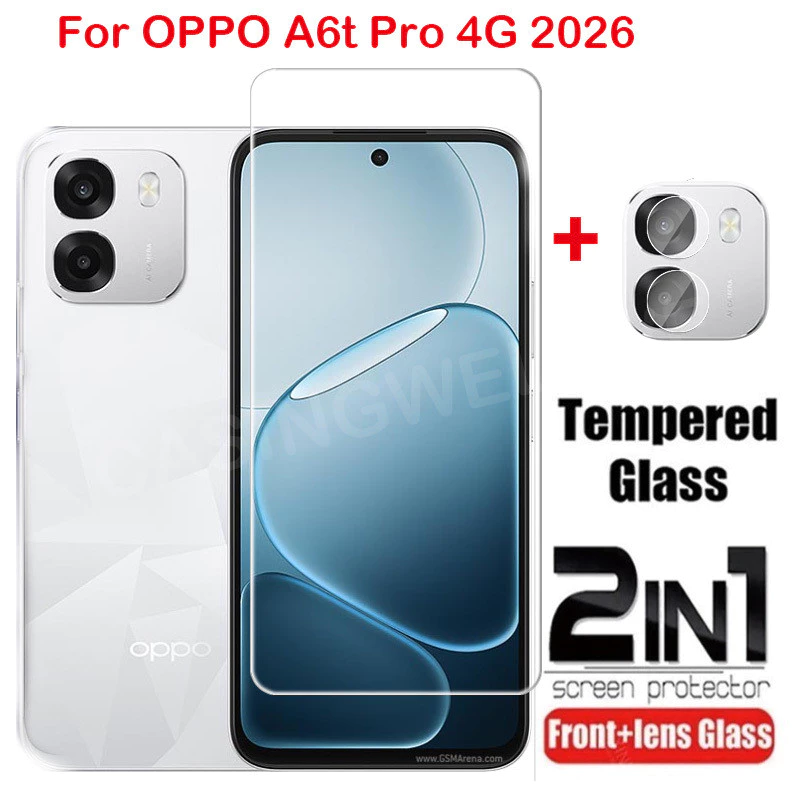 สําหรับ OPPO A6t Pro 4G A6t A6s A6i A6x A6 Pro A6c 4G 5G 2026 กระจกนิรภัยฟิล์มด้านหน้าป้องกันหน้าจอกลับกล้องเลนส์ป้องกันฟิล์ม