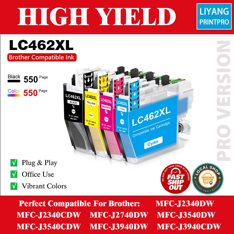 ใช้งานร่วมกับ Brother LC462 LC462XL ตลับหมึกสําหรับ MFC-J2340DW MFC-J3540DW MFC-J3940DW เครื่องพิมพ์