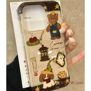 สําหรับ IPhone 17 16 15 14 PLUS 13 12 11 PRO MAX ขั้นสูงน่ารักหมีสีน้ําตาลเคสโทรศัพท์ปกอ่อน