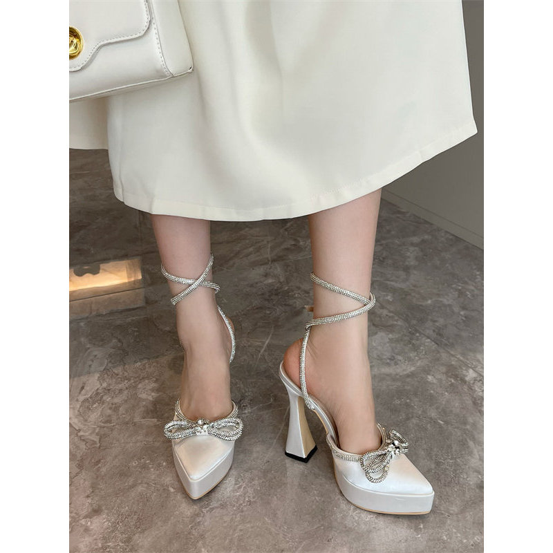 kyda รองเท้า รองเท้า poise เกาหลี ส้นสูง รองเท้าแตะส้นหนาสไตล์นางฟ้าสำหรับทุกการสวมใส่