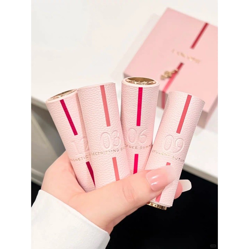 ((Mumus Shop) Texture Premium Lipstick Lychee Pattern Lipstick 3.4g!Xiaoman เอว Powder Tube ลิปสติก 