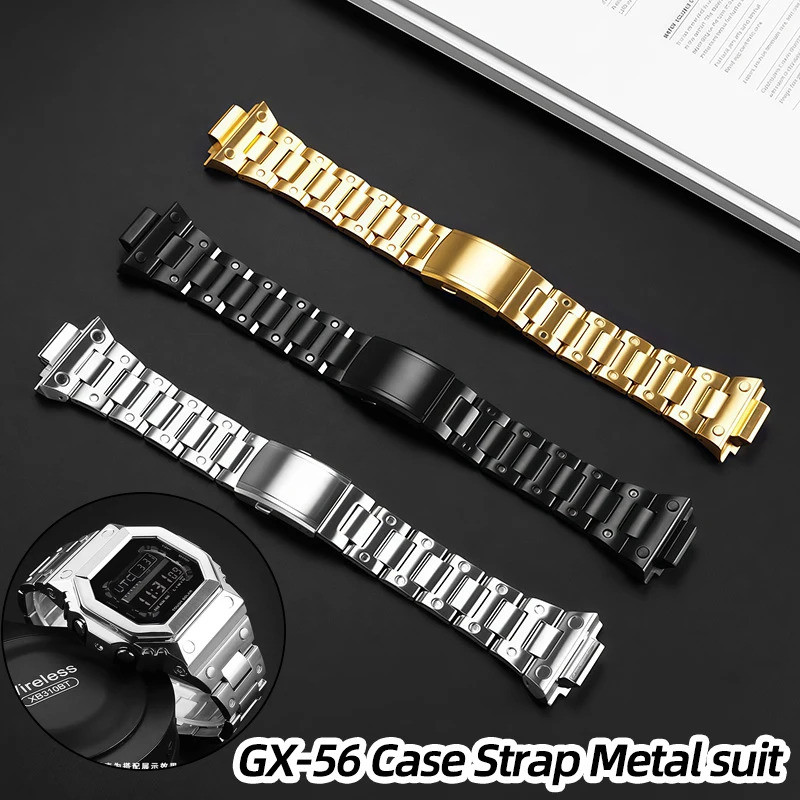 GX-56 สายคล้องชุดโลหะสําหรับ Casio G-SHOCK Giant G ขนาดใหญ่ GX-56BB GXW-56 สร้อยข้อมือผู้ชาย Silver 