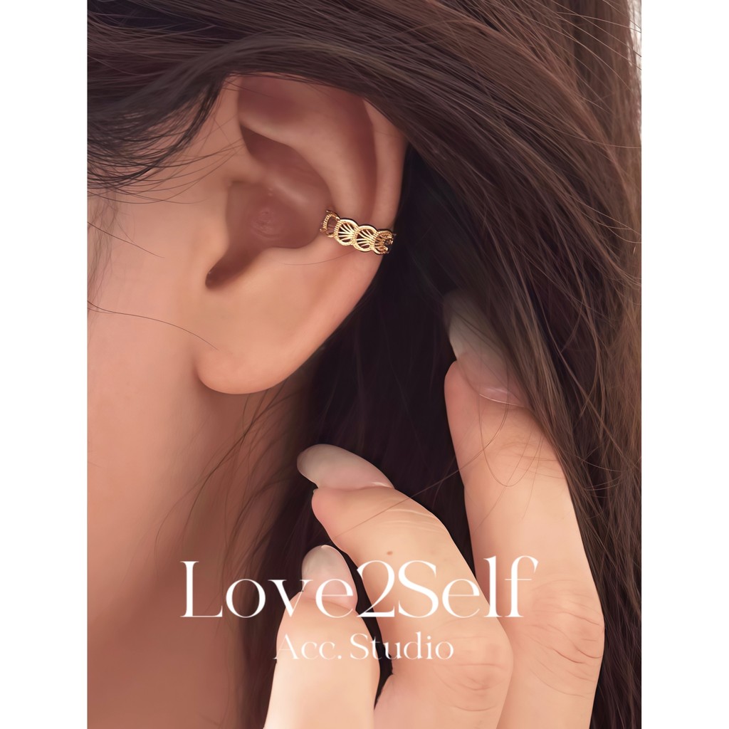 Love2Self E139 Elegant Hollow Out Shell Design Clip ต่างหูสําหรับผู้หญิง Non Pierced Ear Cuff Minimalist
